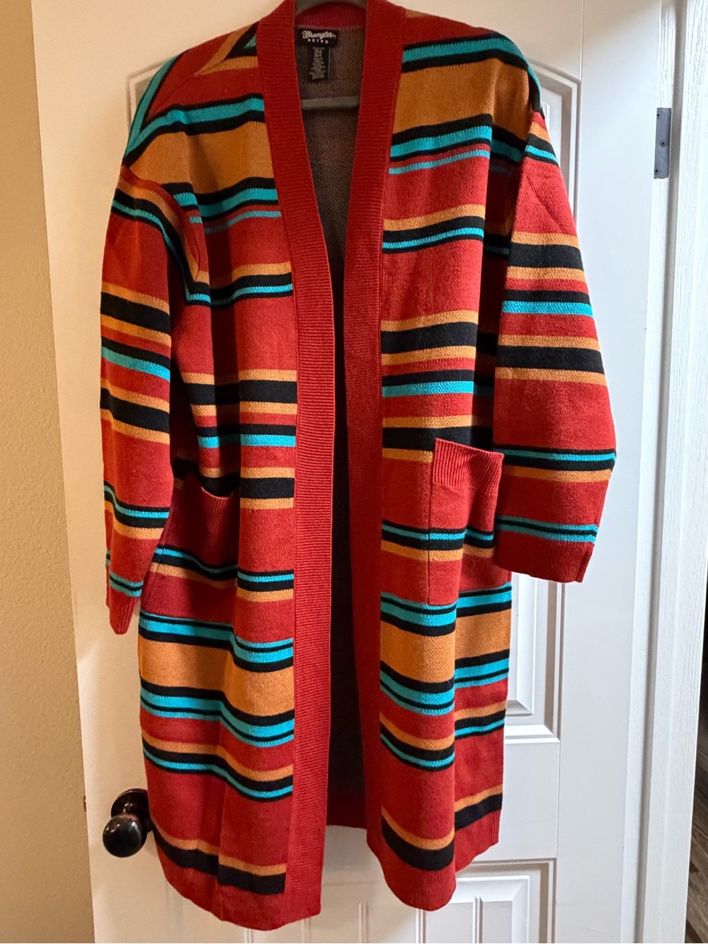 Wrangler Retro Southwestern Stripe Longline Duster Cardigan M/L